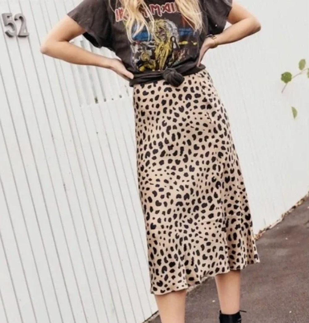 Realisation The Naomi Wild Things Skirt in Tan and Black Small Leopard Womens XS